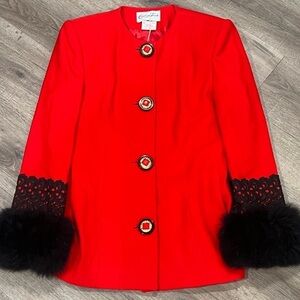 VTG Vintage Carriage Trade Size 8 100% Wool Made in Canada Carlaine Red Coat